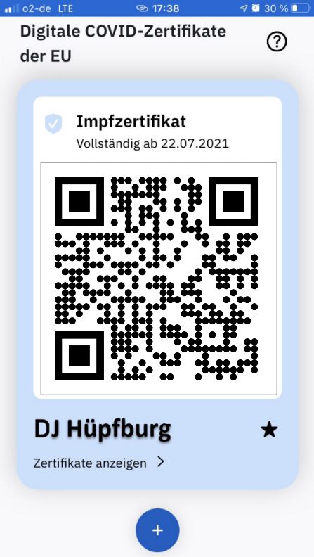 Covid-Impfzertifikat DJ Hüpfburg