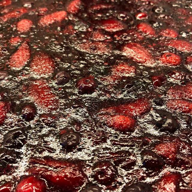 Rote Grütze mit Sago, Nahaufnahme