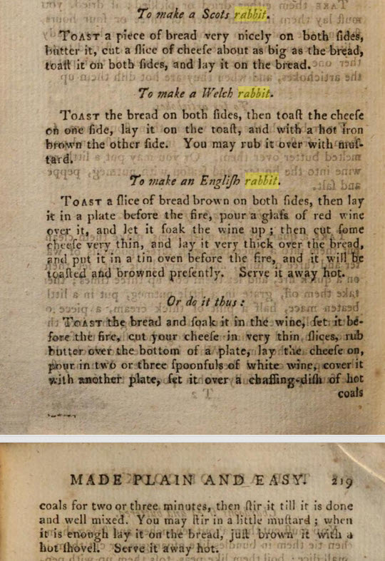 "The Art of Cookery" - Welsh, English and Scots Rabbit